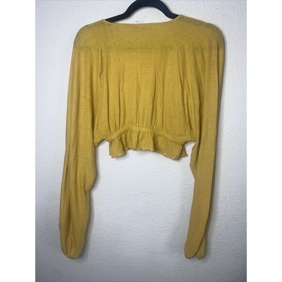 Free People Beach crop Sweet Lady balloon sleeve Shirt XS fairy boho hippie - Picture 6 of 10